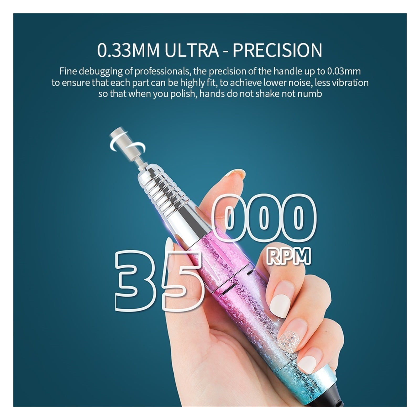 35000RPM Wireless Nail Drill Machine Portable Nail Master Fast Nail Removal Strong Manicure Pedicure Polishing Milling Cutter ,Lightweight and Portable