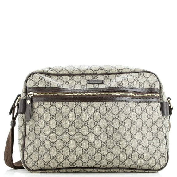 Pre-Owned Gucci Front Zip Camera Bag GG Coated Canvas Large By Rebag