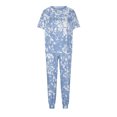 thumbnail image 3 of Idoravan Women Sets Clothing Clearance Womens Fashion Slim Contrast Lace Elastic Waist Short Sleeve Casual Two Piece Suit Pajamas, 3 of 7