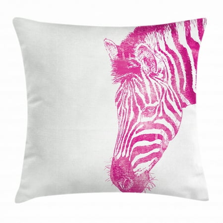 Pink Zebra Throw Pillow Cushion Cover Head Of Zebra Vibrant