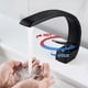 thumbnail image 3 of Grifo de baño, mezclador de lavabo negro, grifo de lavabo monomando curvo para baño, grifo moderno minimalista de un solo orificio, válvula de cerámica, agua fría y caliente ajustable, 3 of 5