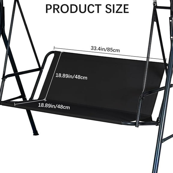 Swing Seat Cover Replacement 600D Thickened Oxford Cloth Swing Chair Bench Cover Waterproof Porch Patio Swing Cushion Cover Replacement for Outdoor Garden Yard Swings Black 33x18.9x18.9in