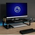 thumbnail image 5 of VIVO Black Wood 24" Wide Desktop Stand Ergonomic TV Monitor Riser Desk Organizer, 5 of 9