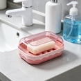 thumbnail image 5 of Leakproof Soap Dish with Lid & Draining Layer, Shatterproof Travel Bar Soap Holder Case Container, Portable Travel Size Toiletries Essentials for Camping, Gym, Bathroom, Pink, 5 of 6