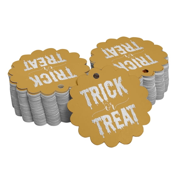Inkdotpot Pack Of 50 Trick Or Treat Halloween Favor Paper Tags Craft Real Silver Foil Hang Tags