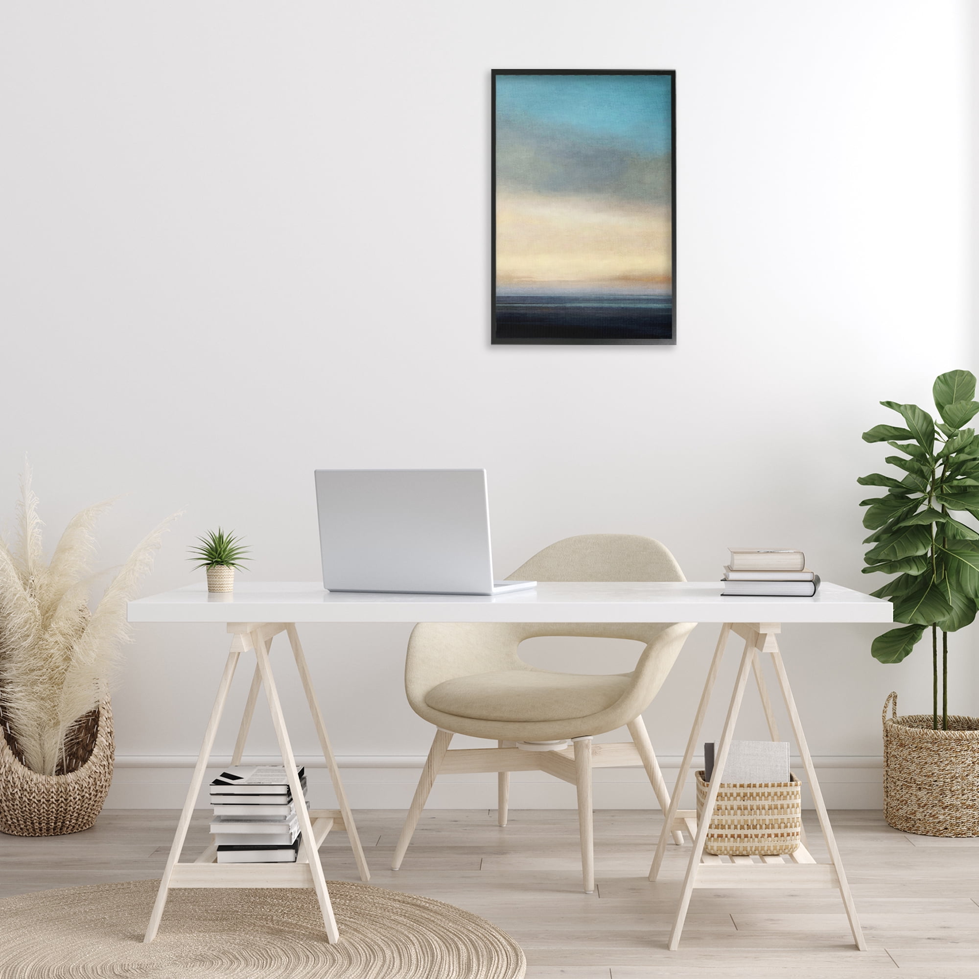 Stupell Industries Stormy Beach Abstraction Coastal Painting Black Framed Art Print Wall Art, 16 x 24