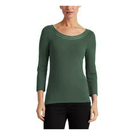 RALPH LAUREN Womens Green Long Sleeve Jewel Neck Top Size: XL