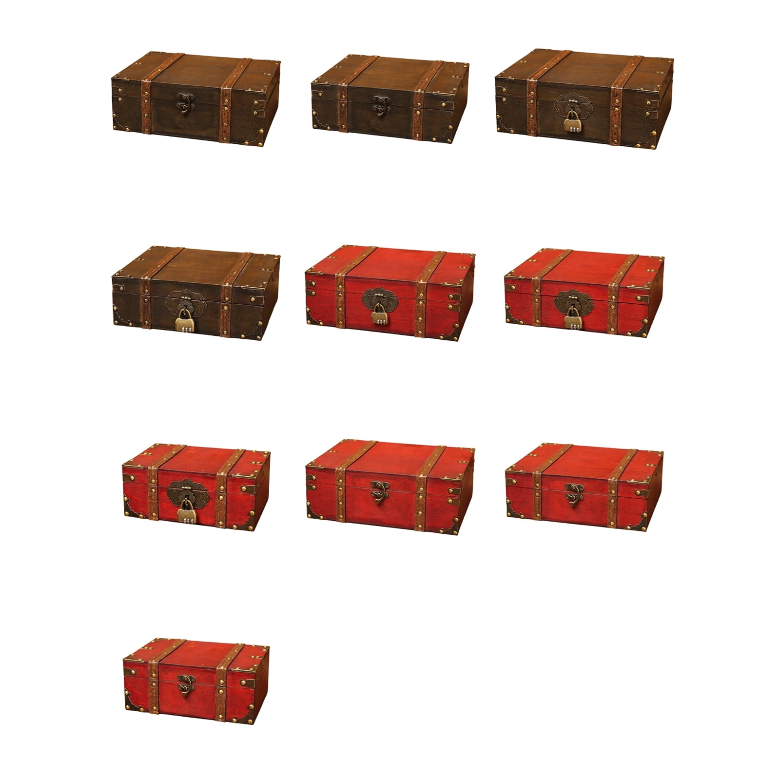 Multipurpose Wooden Storage Box with Retro Hardware for Organizing Cards Photos Jewelry and Collectibles