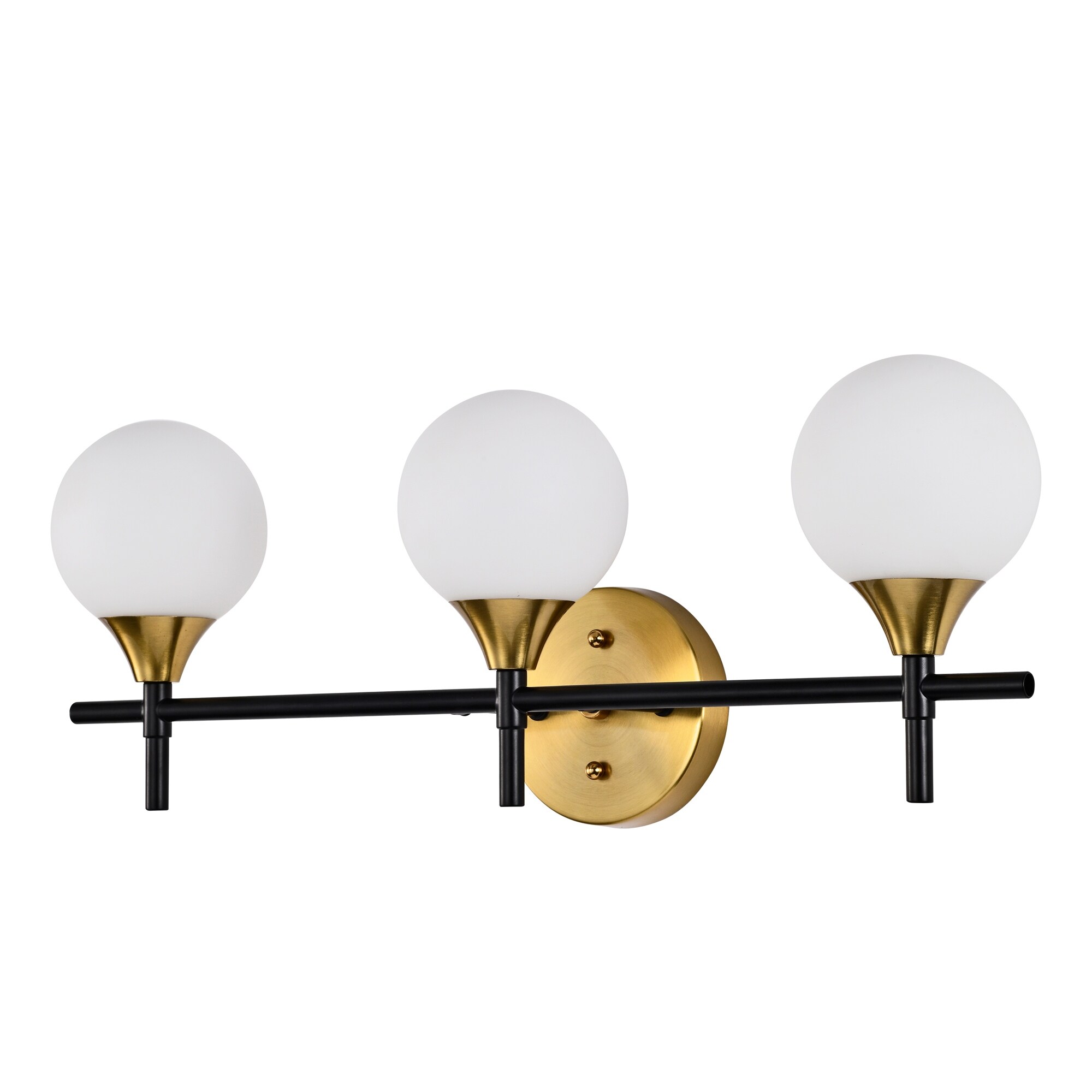 Aeneas 17 in. 3-Light Indoor Matte Black and Brass Finish Wall Sconce with Light Kit