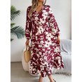 thumbnail image 5 of Women's Autumn Casual Dresses V Neck Lantern Long Sleeve Floral Printed Fluttering Long Dresses, 5 of 7