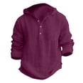 thumbnail image 4 of KAUOD Boys Linen Shirt Hoodie Half Button Henley Long Sleeve Dress Shirts Teens Summer Casual Beach T Shirts Lightweight Hooded Tee, 4 of 4