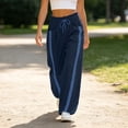 thumbnail image 6 of Tqcoqu Women's Baggy Wide Leg Pants Casual Drawstring Elastic Waisted Contrast Side Stripe Workout Y2K Track Pants,Women's S-XXL, 6 of 6