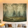thumbnail image 5 of FLASHLUMI 60"×50" Tapestry, Misty Forest Animal Tapestry, Bear & Deer Wildlife Nature Landscape Wall Hanging for Bedroom Living Room Dorm Home Decor, 5 of 8