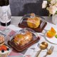 thumbnail image 4 of Juego de 2 soportes rectangulares de madera para pasteles con plato y tapa de cristal, base y cúpula de cristal para pasteles. Ideal para repostería. Medidas: 17,5 x 12 cm (6,9 x 4,7 pulgadas)., 4 of 5