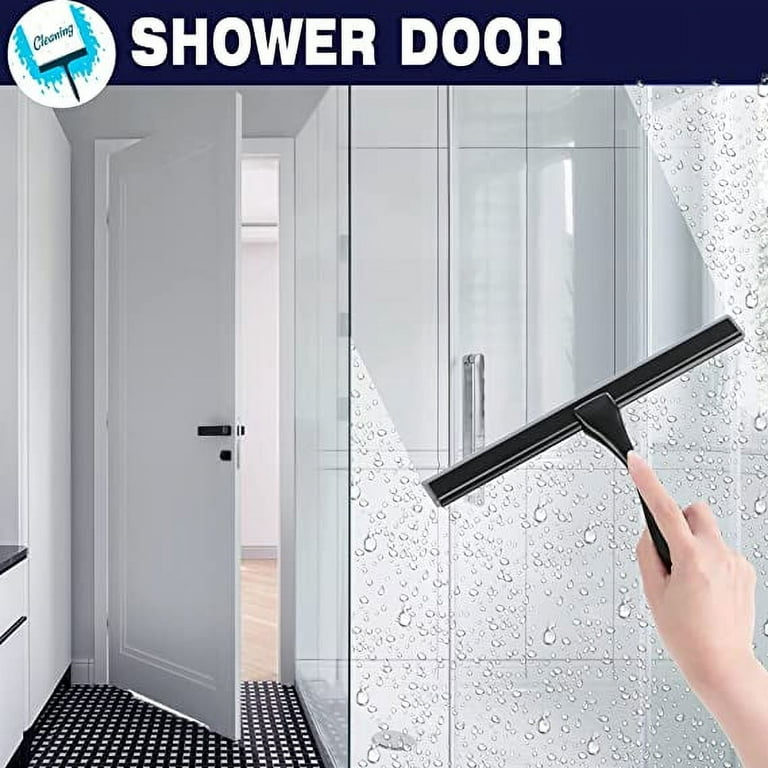  Shower Squeegee for Glass Doors,12-Inch Shower Glass Squeegee,  Matte Black Shower Squeegee for Shower Doors,Mirror,Windows, with Shower  Door Hook and Adhesive Hook : Health & Household