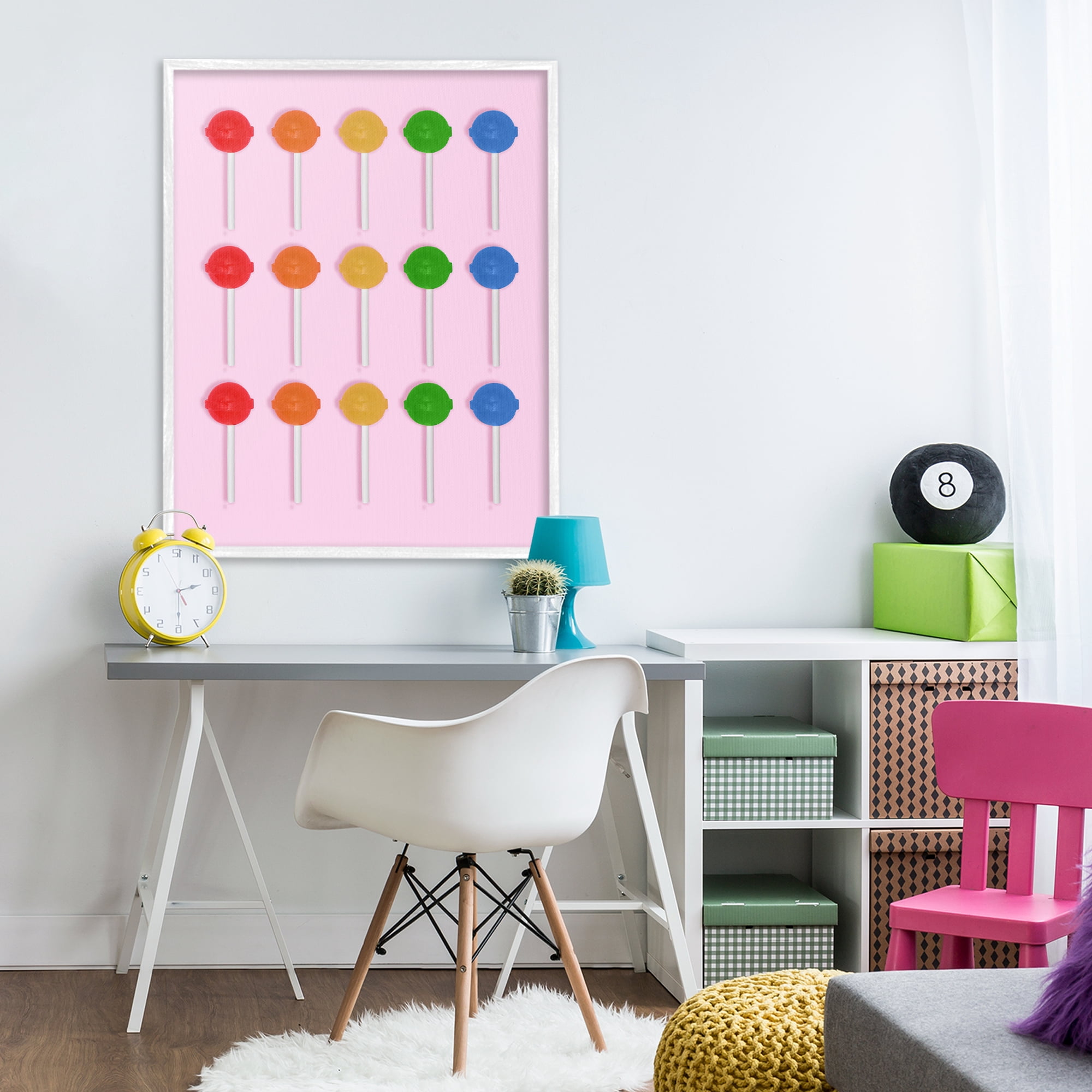 Stupell Industries Candy Pops on Light Pink White Framed Giclee Art, design by LISH Creative