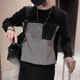 thumbnail image 2 of Suéter de punto con cuello redondo para hombre, jersey negro a rayas con cuello redondo, sudaderas clásicas de tendencia 2024, 2 of 5