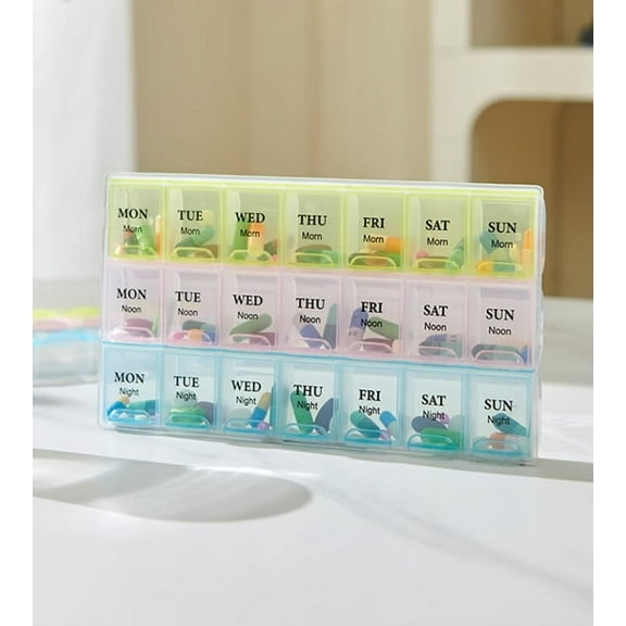 Weekly Pill Organizer 7 Day 3 Times a Day, Large Daily Pill Box Easy to Open, AM PM Pill Case for Medicine/Vitamin/Fish Oil/Supplements