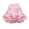 thumbnail image 1 of MeetoTime Vêtements pour Filles 2-11 Ans Couleur Unie Col Rond Manches Longues Robe Pull en Maille pour Fille, 1 of 2