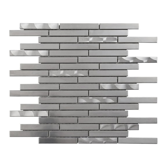 Modket TDH344SS Brushed Nickle Stainless Steel Metal Swirling Insert Mosaic Tile Wall Backsplash