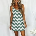 thumbnail image 2 of Womens Dresses Vacation, Women's Striped Wave Drawstring Dress V-Neck Spaghetti Strap Mini Dress with Pockets Sleeveless Summer Casual Dress, 2 of 6
