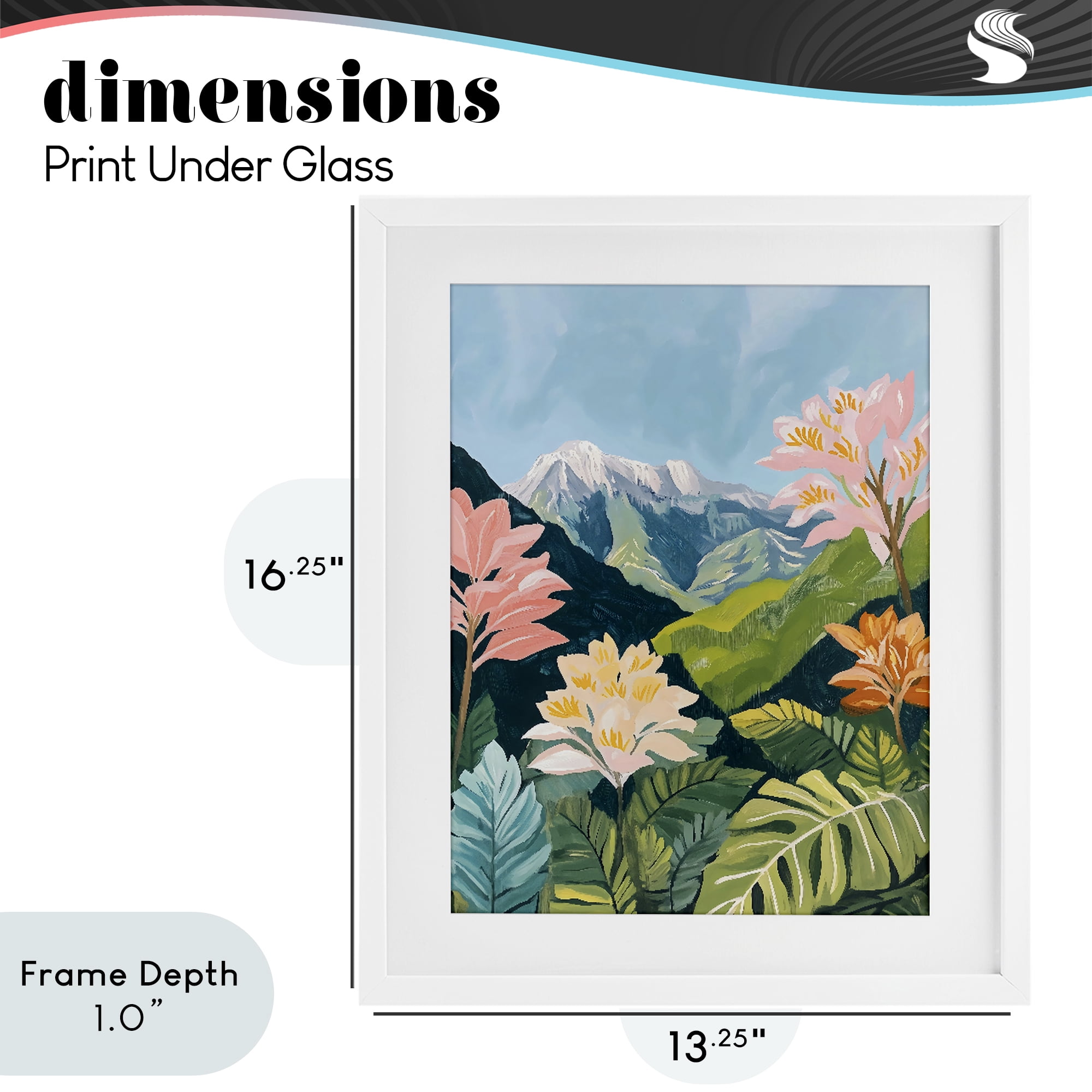 Stupell Industries Tropical Mountain Landscape White Framed Print Under Glass, design by The Prints Vibe