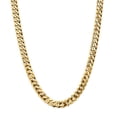 thumbnail image 1 of Real 14kt Yellow Gold 9.5mm Flat Beveled Curb Chain; 22 inch; Lobster Clasp; for Adults and Teens; for Women and Men, 1 of 5