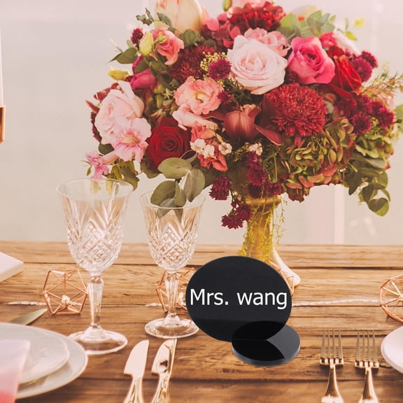 OUNONA 10Set Round Black Acrylic Wedding Table Number Signs with Stands for Party Decor