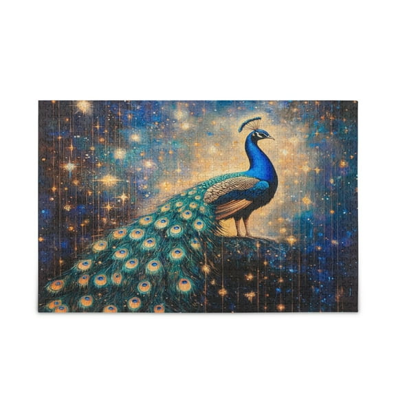 WOBOGO Starry Peacock Puzzle Challenge 500 Piece Jigsaw Suitable for Game Night Finished Size 20.5 x 14.9in