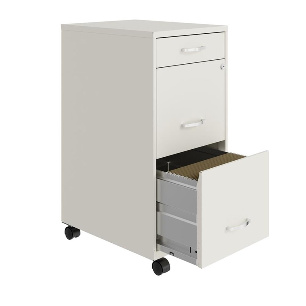 Pemberly Row Modern 3-Drawers Vertical White Metal Filing Cabinet Pre-assembled