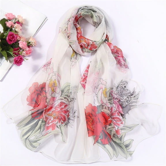 FNGZ Piece of Silk Scarf, Beige 普通产品 ->, Scarfs for Women Lightweight Print Floral Pattern Scarf Shawl Fashion Scarves Sunscreen Shawls And Wraps for Spring