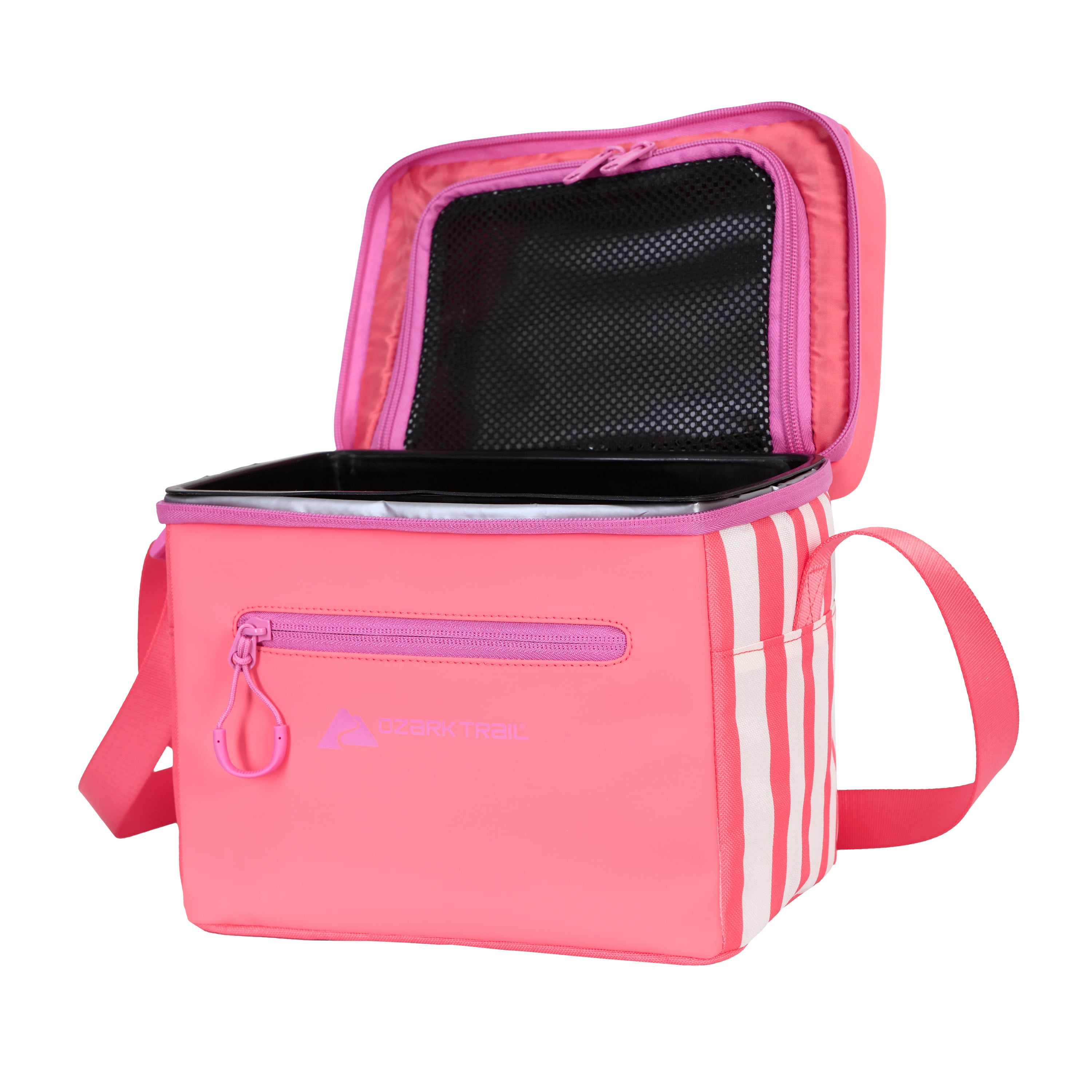Ozark Trail Coated Soft Side Cooler with Removable Hardliner, 6 Can , 6 Quart Capacity, Summer Vibes Collection, Coral