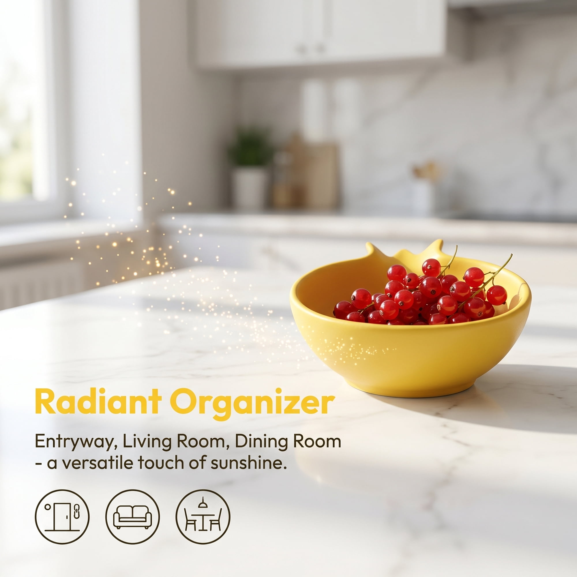 Unique Bargains Ceramic Pomegranate Bowl for Jewelry Yellow 4.4"L x 3.7"W x 1.2"H