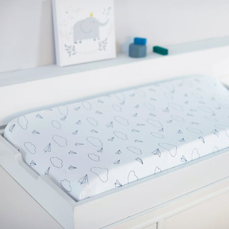 UPC: 0603784752808 | Hello Spud 100% Organic Cotton Jersey Changing Pad Cover Paper Airplanes Navy