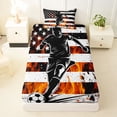 thumbnail image 3 of Erosebridal Soccer Gamer Flame Twin Sheet Sets 3pcs for Boys,Vintage USA Flag Bedding for Kids Teens,Breathable Home Decor, 3 of 5