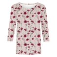 thumbnail image 2 of SHE IS Womens 3/4 Sleeve Tops, Fall Shirts Women Trendy and Warm Womens Crop Tops with Built in Bra Red Womens Blouse Long Sleeve Basic Tees for Women, 2 of 4