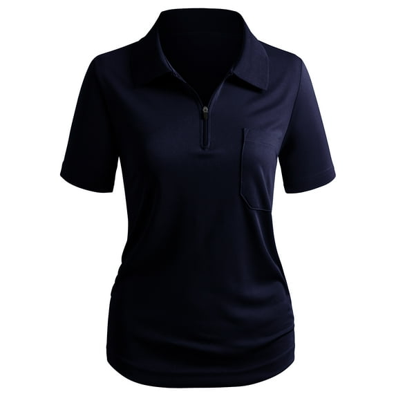CLOVERY Women's Activewear Half Zip-Up Short Sleeve Polo Shirts with Chest Pocket (S-3XL)