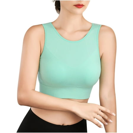 

SOOMLON Plus Size Bras for Women Yoga Sleeveless Blouse Cold Shoulder Tanks Tops Breathable Bra Wedding Bra Green M