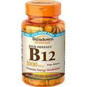4 Pack - Sundown Naturals Vitamin B-12 1000 mcg, 120 Time Release Tablets Each