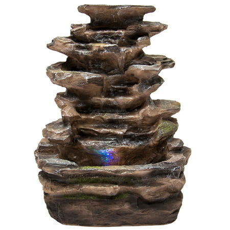 Best Choice Products Tabletop Fountain Waterfall with Multicolor LED Lights for Home, Indoor, (Best Waterfalls In Iceland)
