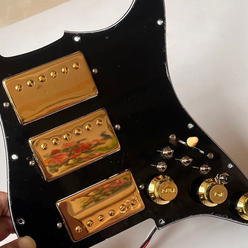HHH Prewired Guitar Strat Pickguard Set, Alnico 5 Humbucker Pickups Coil Splitting Switch Multi Switch Harnesses ,For Fender St Electric Guitar Part Replacement