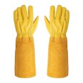 thumbnail image 2 of Guantes de cuero para jardinería, guantelete transpirable de protección, guantes de trabajo de 2 piezas, lavables y duraderos de primera calidad para amarillo Soledad Guantes de jardineria, 2 of 10