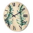 thumbnail image 3 of Designart 'Duo of Tropical Leaves On White' Farmhouse Wood Wall Clock, 3 of 5