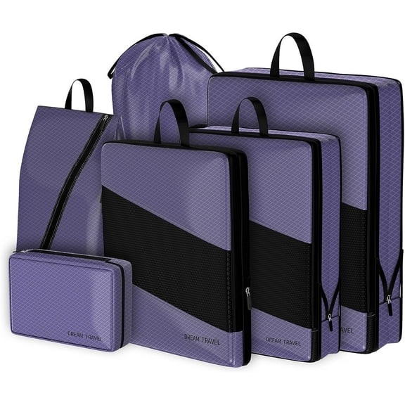 My Travel Dream Packing Cubes for Travel,6Pcs Nylon Compression Travel Cubes Set,Packing Cubes for Carry on Suitcase Travel Must Haves Luggage Organizer Bags