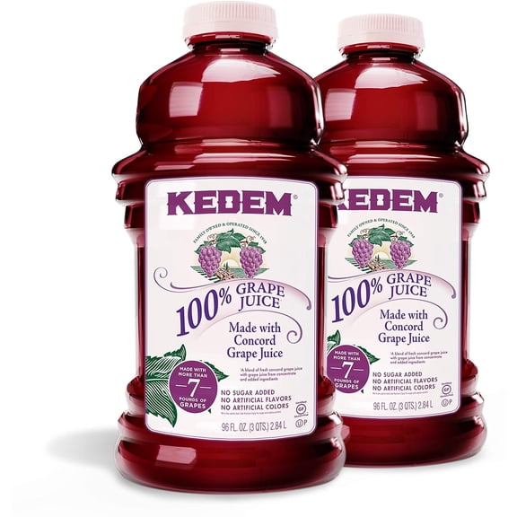Kedem Concord Grape Juice, 100% Juice, 96 oz 2 Pack No Sugar Added, No Artificial Flavors or Colors