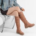 thumbnail image 4 of LOVE STEETLY Women's Slouchy Knee‑High Riding Boots, Round Toe Platform Side Zipper Casual Versatile Comfort Boot., 4 of 7