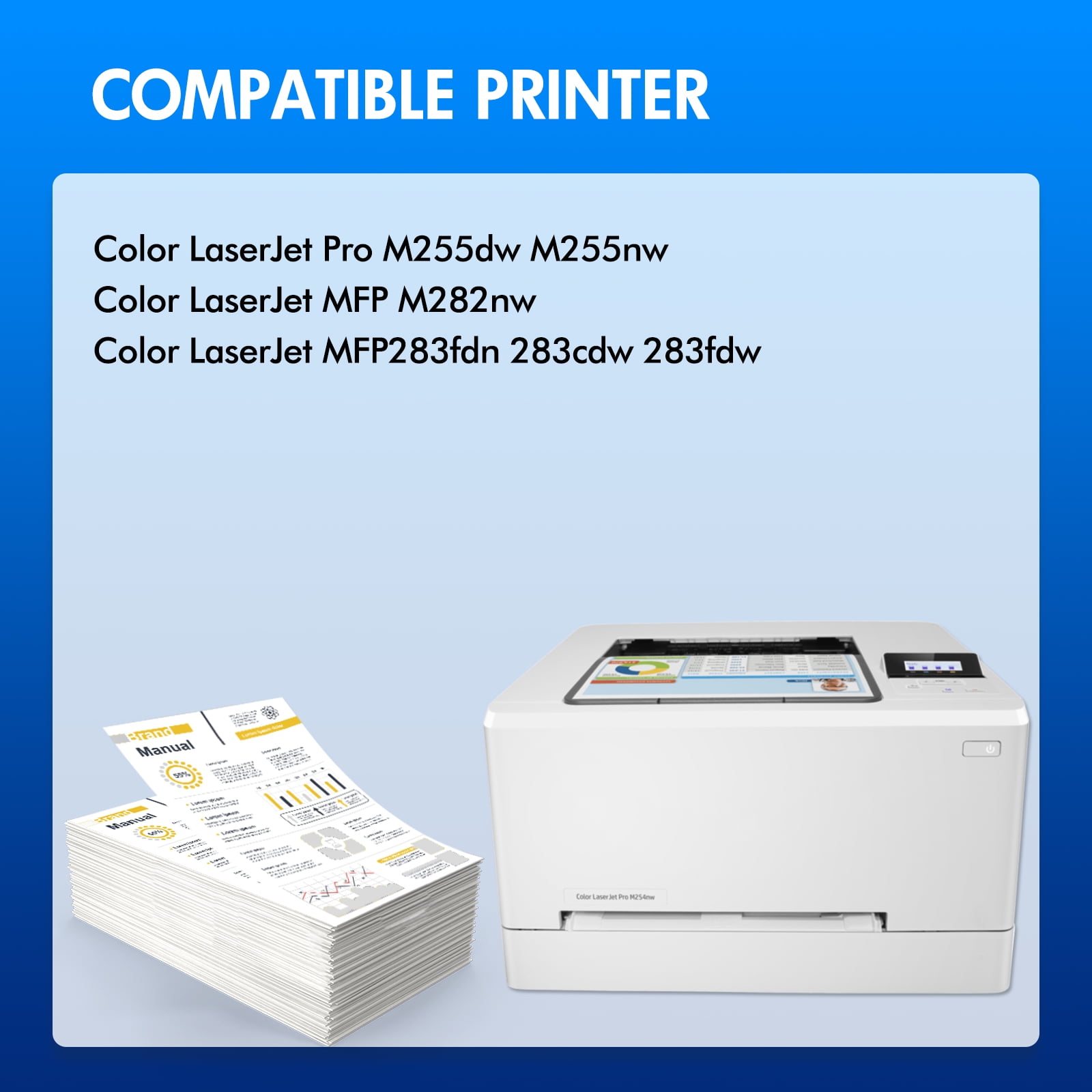 206A Toner Cartridge With Chip Compatible for 206A 206X W2110A W2110X Color LaserJet Pro MFP M283fdw M283cdw M255dw M283fdn M282nw M283 M255 Series Printer Ink (Black Cyan Magenta Yellow 4-Pack)