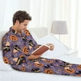 thumbnail image 6 of Cauagu Vintage Halloween Black Cat Print Men's Long-Sleeve Pajama Set,Soft Button-Front 2Pjs for Men Long Sleeve Men’s Sleepwear-, 6 of 7