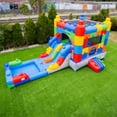 thumbnail image 2 of HeroKiddo Block Party Inflatable Water Slide Bounce House Combo with Splash Pool (with Air Blower), Commercial Grade, 100% PVC Vinyl, for Kids and Adults, Basketball Hoop, Outdoor Backyard, Wet Dry, 2 of 2