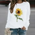 thumbnail image 2 of Kayannuo Tee Loose Blouse Sunflower Floral Graphic Print Round Neck Long Sleeve Ladies Tops and Blouses Fashion Winter Womens Casual Tops Ladies Sunflower Print Sweatshirt Blouse Tee Sweater, 2 of 6